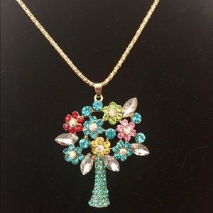 Betsy Johnson rhinestone tree necklace